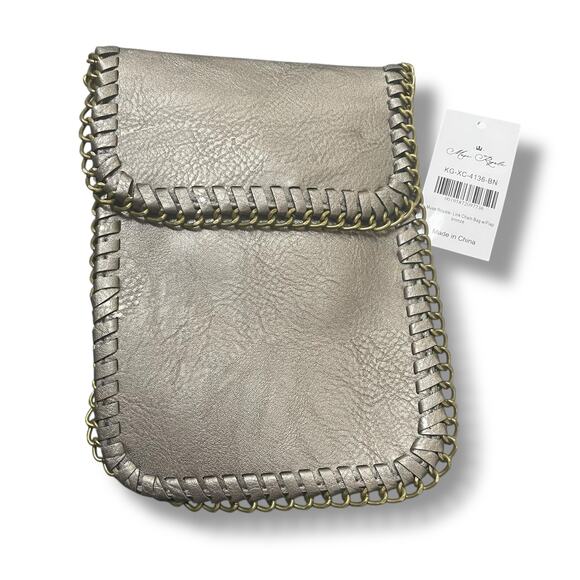 Muse Royale Link Chain Crossbody Bronze Mini Bag Flap Top Snap Vacation Purse - Picture 4 of 14